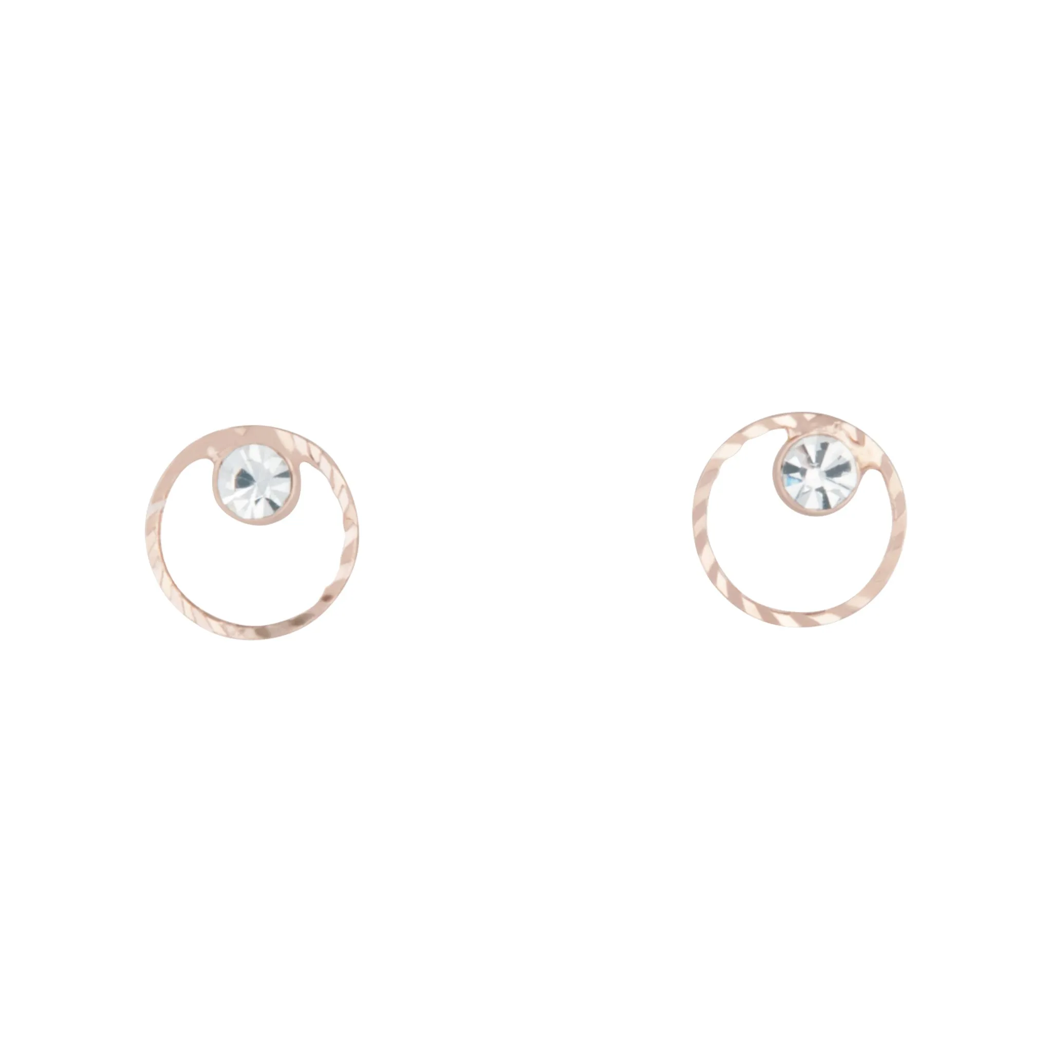 Contemporary accessory Rose Gold Circle Geo Diamante Stud Earrings