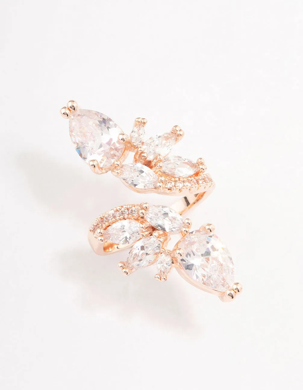 Rose Gold Linear Floral Ring Simple Texture