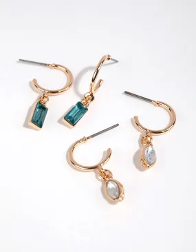 Lovely Adornment Gold Mixed Shape Hoop Earring Pack