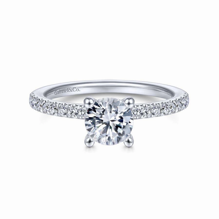 unique touch 14 Karat White Gold Hidden Halo Engagement Ring (.88cttw)