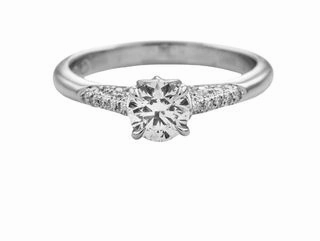 DIAMOND RING WITH PAVE SET DIAMONDS IN SHANK (.78cttw) Candid Shot Outdoor Style