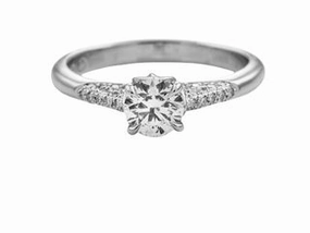 DIAMOND RING WITH PAVE SET DIAMONDS IN SHANK (.78cttw) Candid Shot Outdoor Style