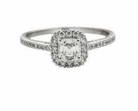 CRISSCUT CUSHION RING WITH DIAMOND HALO Lustrous Finish Silky texture