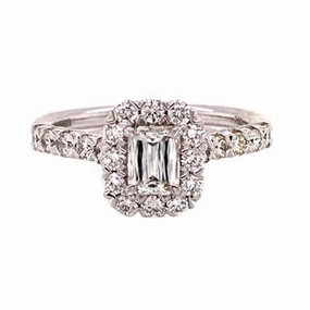 Sparkle Surface CRISSCUT DIAMOND RING WITH DIAMOND HALO AND BEZEL