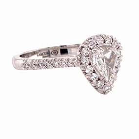 CRISSCUT L'AMOUR PEAR SHAPE DIAMOND RING WITH DIAMOND HALO AND SHANK Distinct Style Timeless Pair