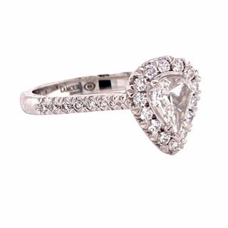 CRISSCUT L'AMOUR PEAR SHAPE DIAMOND RING WITH DIAMOND HALO AND SHANK Distinct Style Timeless Pair