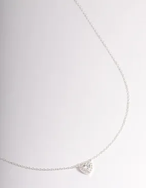 Sterling Silver Cubic Zirconia Halo Heart Pendant Necklace party accessory Delicate Design