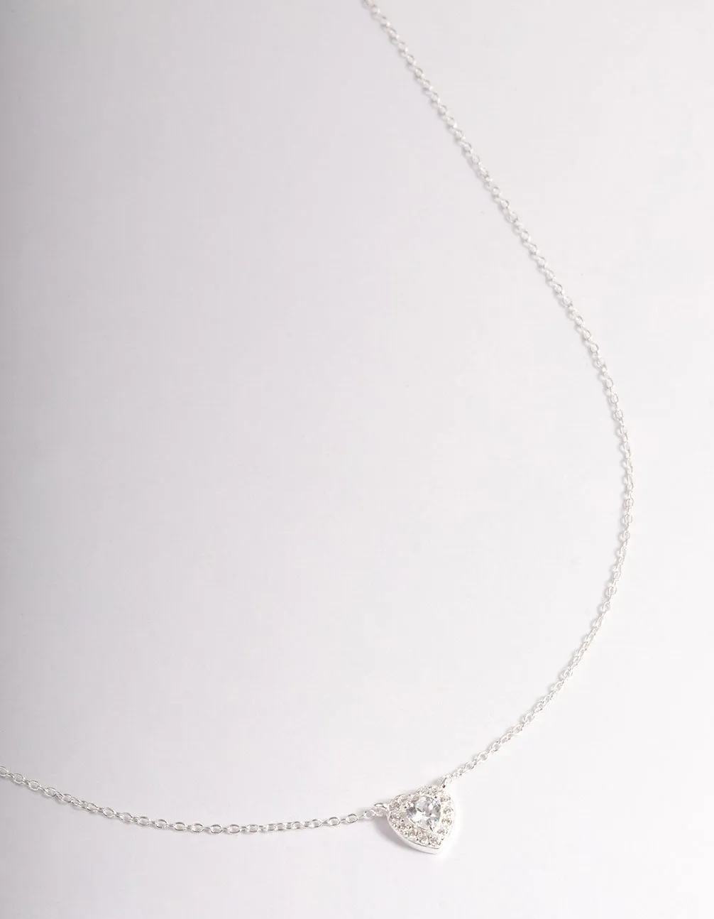 Sterling Silver Cubic Zirconia Halo Heart Pendant Necklace party accessory Delicate Design