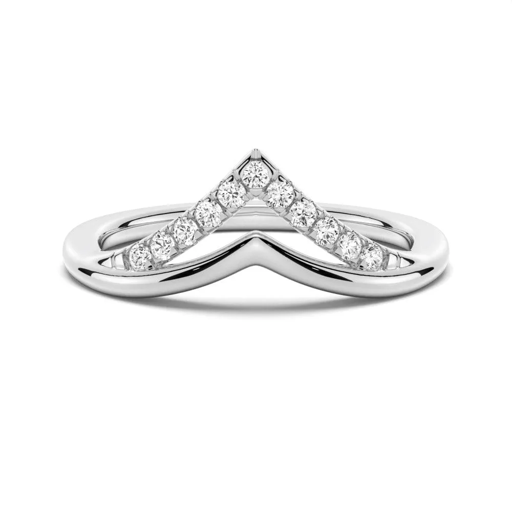 Surprise Gift Curved Double V Moissanite Wedding Ring