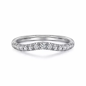 Exquisite detail Exquisite Craft Curved 14K White Gold French Pave Diamond Wedding Band
