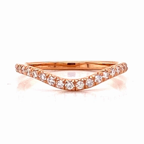Curved French Pave Band 18k Rose Gold Airy Light