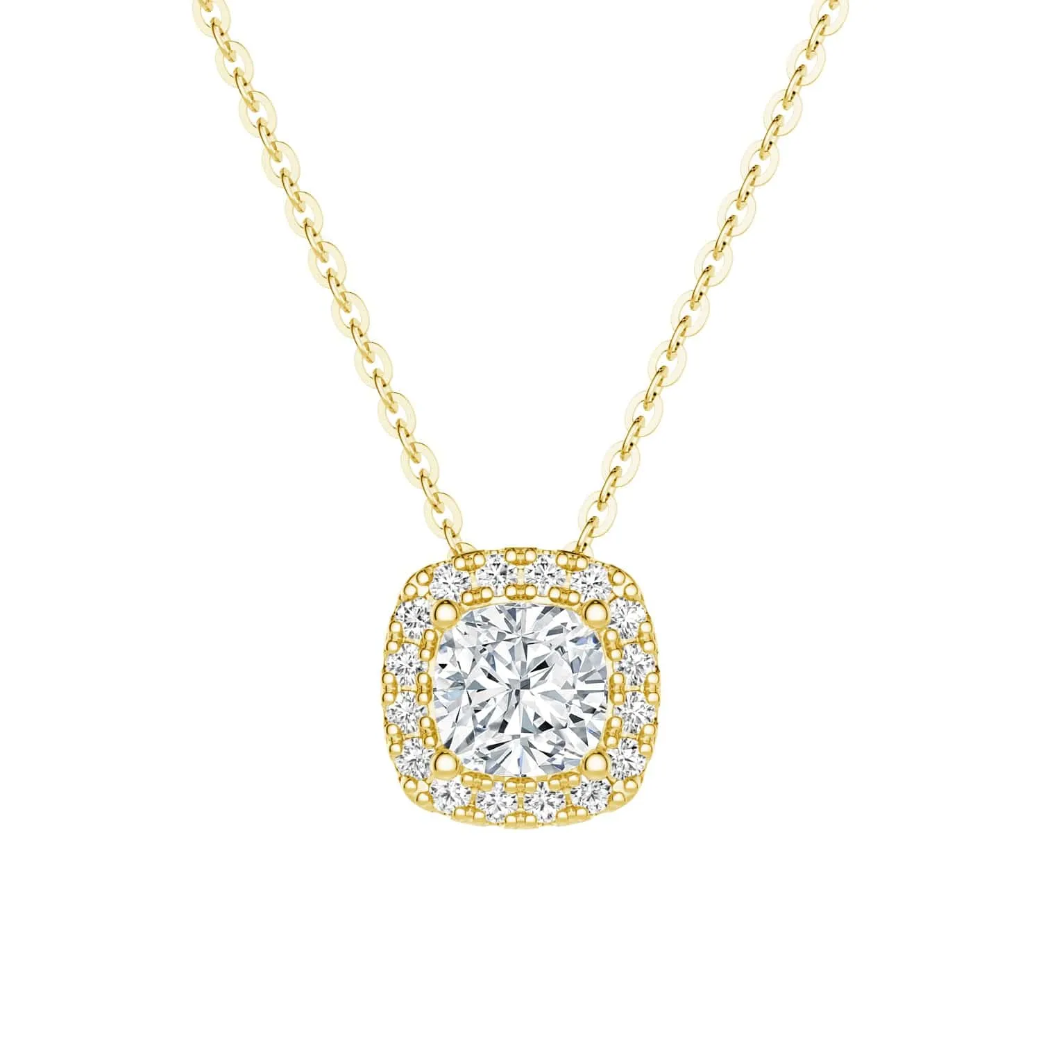 Minimalist Design Perfect Ornament Cushion Cut Pav?? Moissanite Halo Pendant Necklace