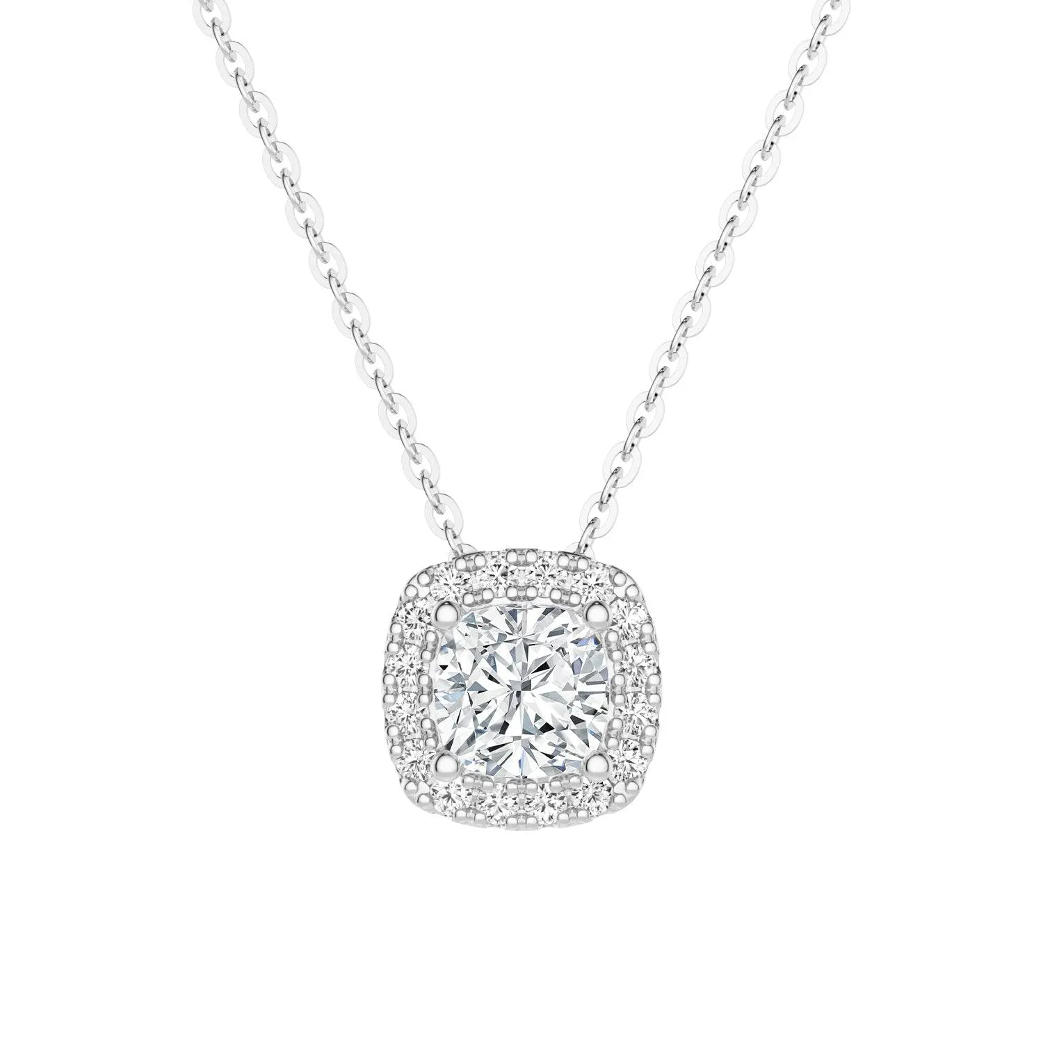 Cushion Cut Pav?? Moissanite Halo Pendant Necklace High-End Ornament Wedding Item