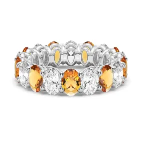 6.6 CT. Lab Grown White Sapphire with Citrine Gemstone Band Sturdy Symbol Balanced Simplicity