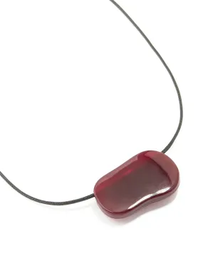 Burgundy Acrylic Large Pebble Cord Pendant Necklace Stylish Man