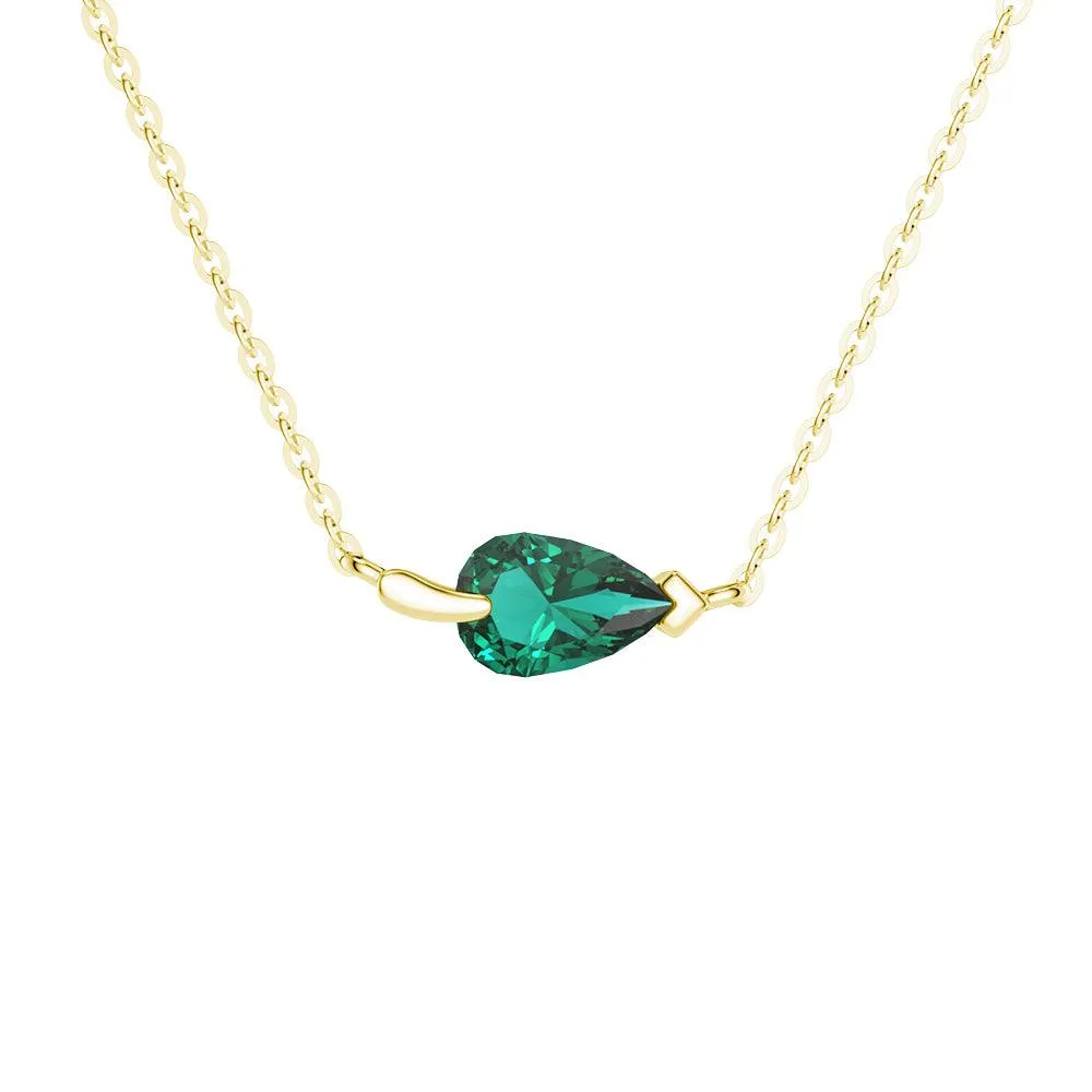 1CT. Pear Lab Grown Emerald Leaf Necklace Substantial Accessory