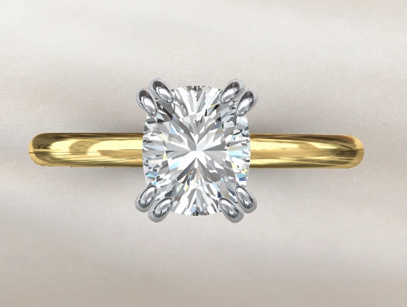 14KYW Hidden Halo Cusion Diamond Engagement Ring Pretty Touch Luxury Mood