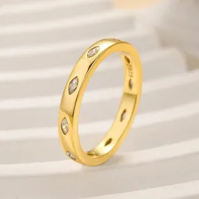 Subdued Sparkle Artisan Flair Louily Noble Marquise Cut Yellow Gold Wide Wedding Band