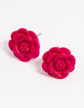 Oversized Decoration Daytime Trinket Watercolour Rose Stud Earrings
