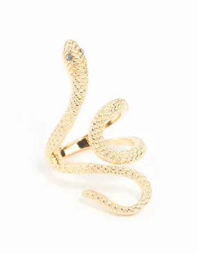 Chic Work Ornate Bauble Gold Etched Snake Ring