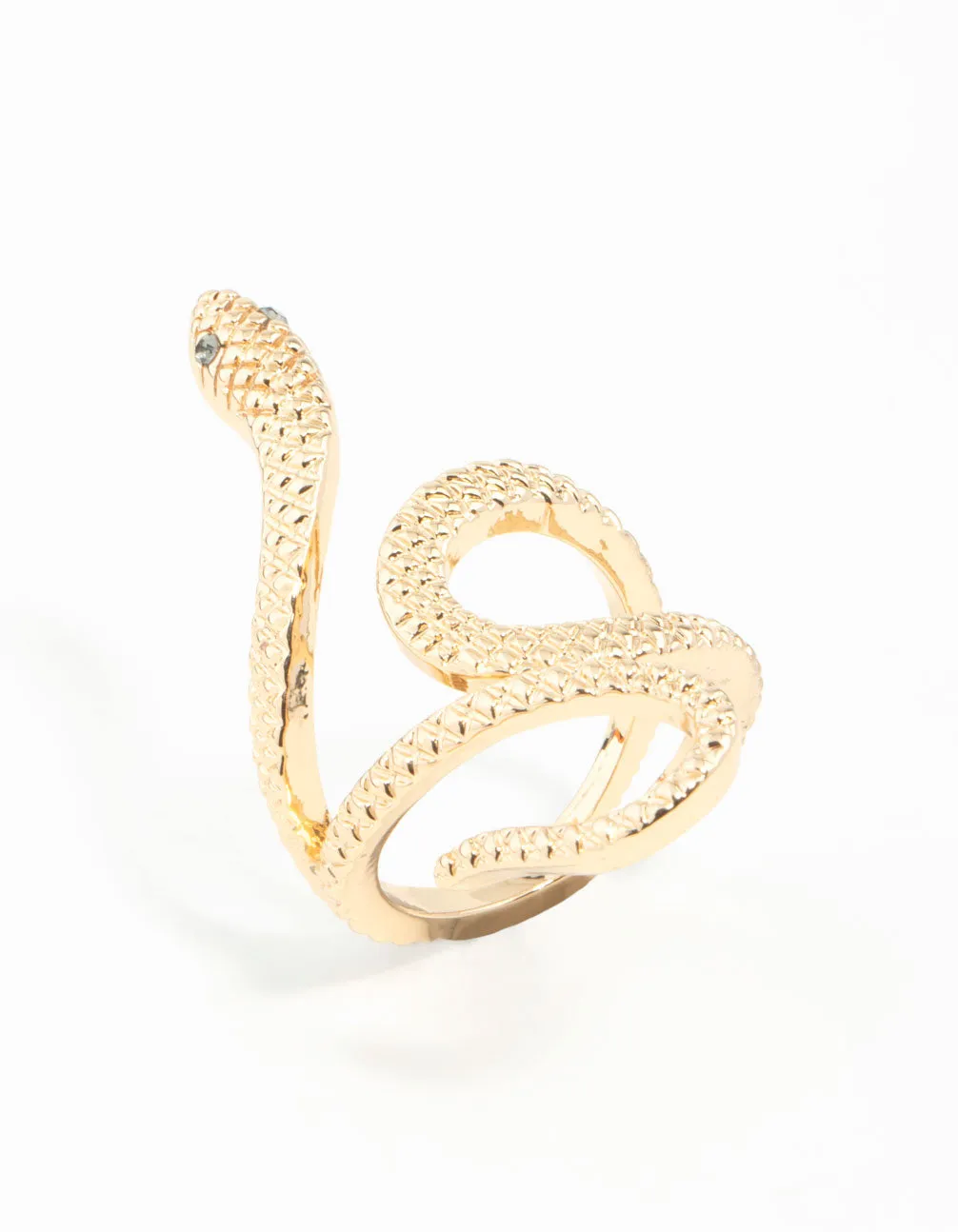 Gold Etched Snake Ring Modern Contour Durable Symbol
