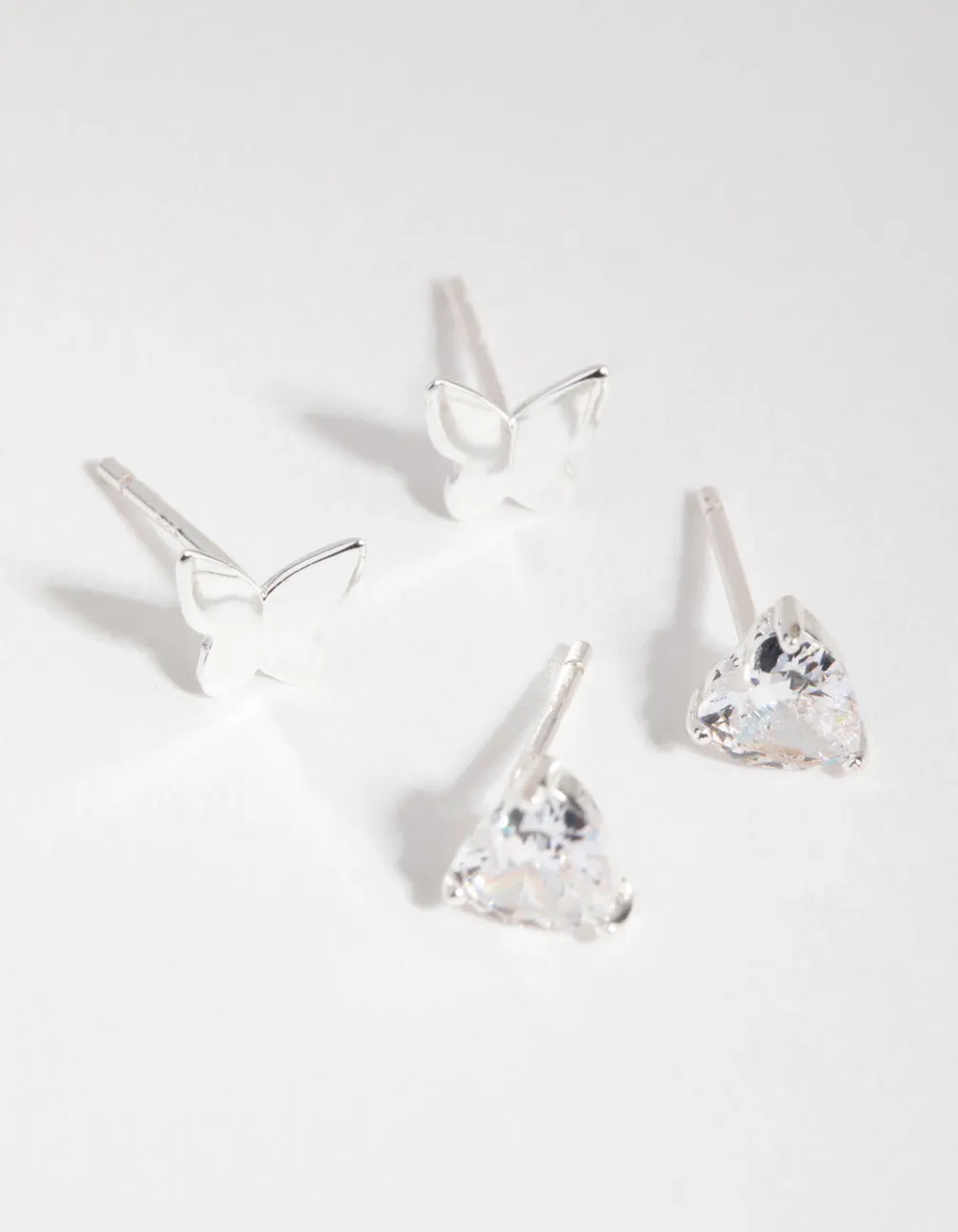 Office Accessory Sterling Silver Cubic Zirconia Butterfly Pack Stud Earring