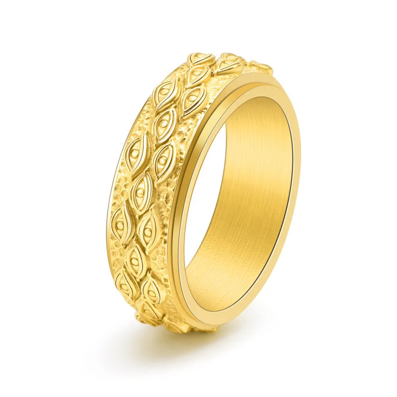 Trendy Detail Bold Shine Tungsten Carbide The Eye of God Men's Wide Wedding Band