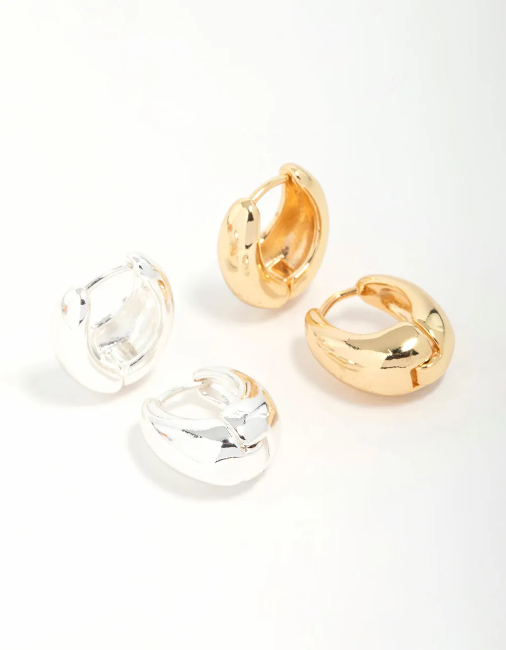 Mixed Metal Hoop Earrings 2-Pack Big Accessory Trendy Look