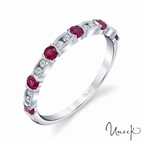 Glamorous Edge Minimal Fashion DIAMOND AND RUBY STACKABLE BAND