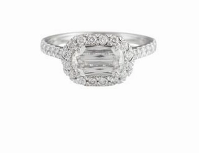 Horizontally Set Diamond Halo Semi-Mounting Radiant Radiance