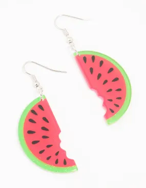 Dull Accent Casual Jewelry Acrylic Watermelon Drop Earrings