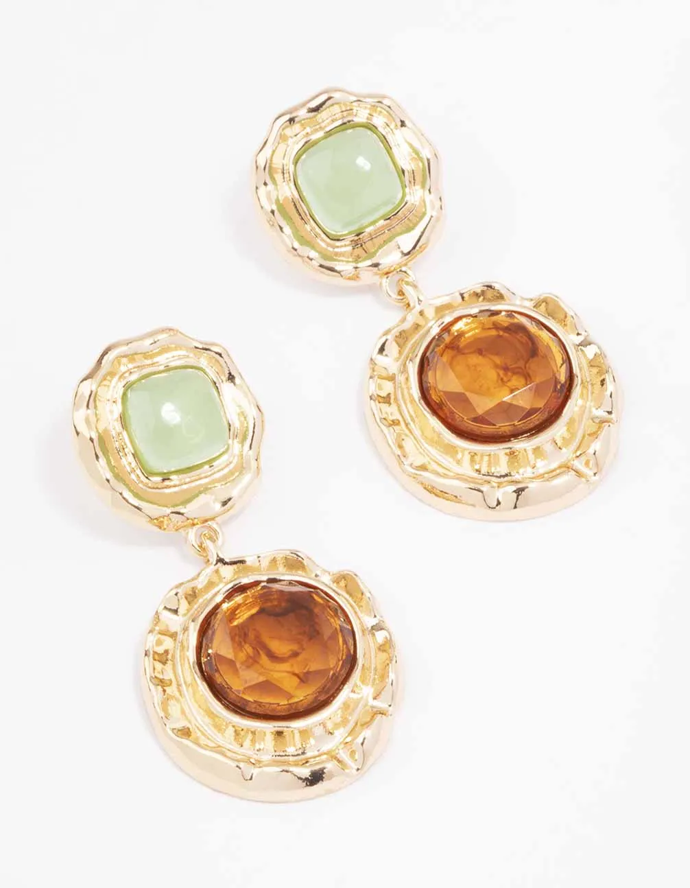 Pretty Accessory Gold Vintage Molten Round Drop Earrings