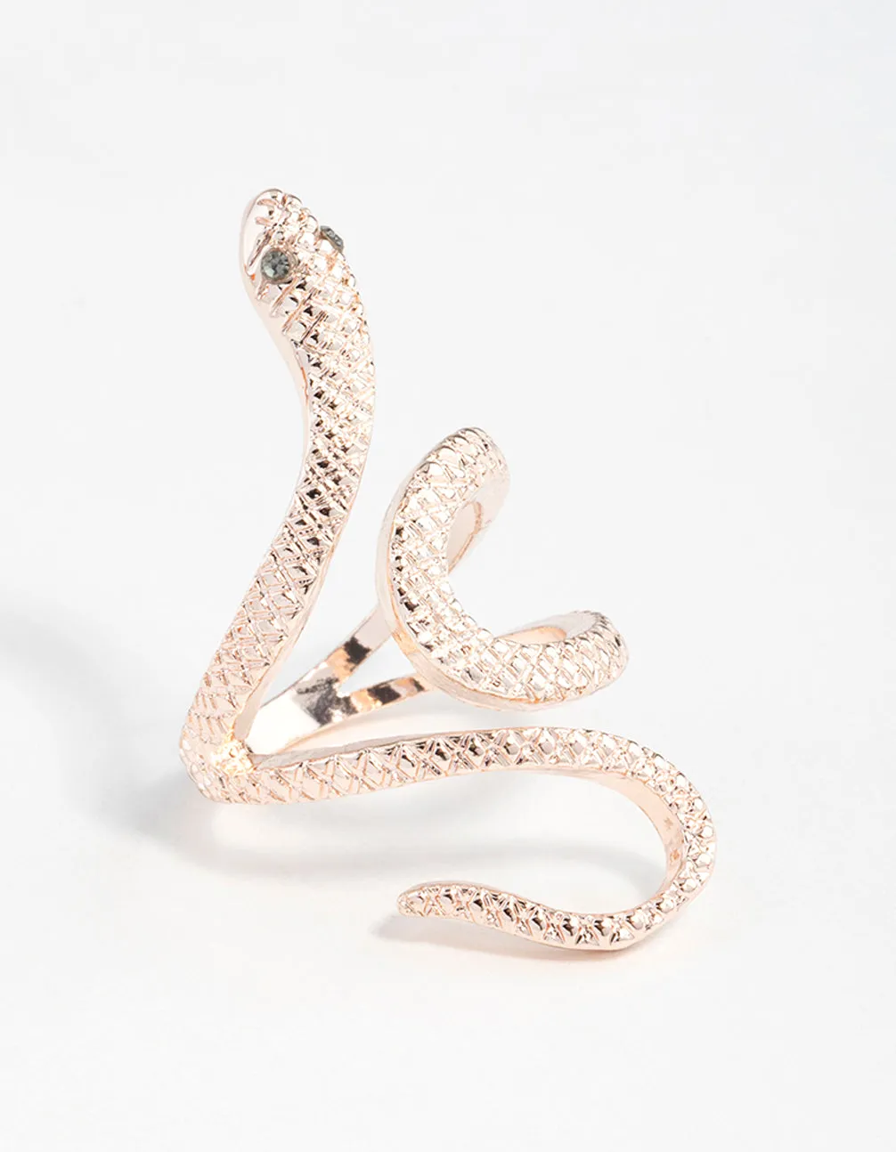 Gloss Detail Rose Gold Etched Snake Swirl Ring