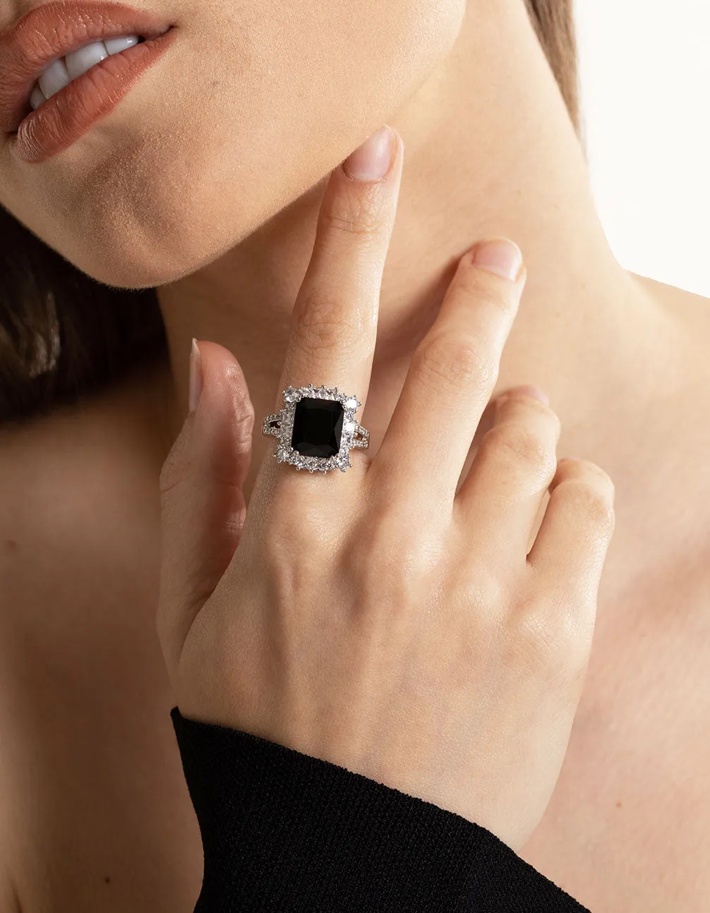 Daily Grace Silver Cubic Zirconia Emerald Ring