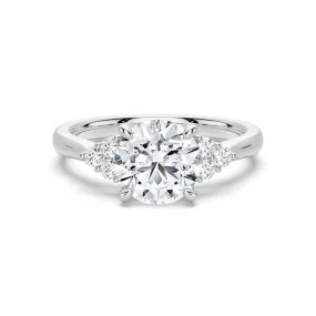 Round Moissanite Promise Ring with Tapered Side Accents Delicate Item