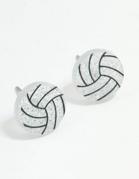 Shiny Item Gold Netball Stud Earrings