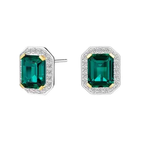 6 Ctw Emerald Cut Emerald Stud Earrings With Moissanite Pave Halo Gorgeous Accent Classic Selection