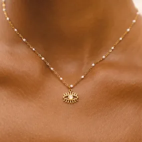 Cool Look Opal Evil Eye Necklace