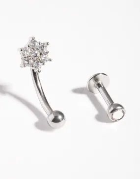 Surgical Steel Cubic Zirconia Cartilage Earring Pack Iridescent Decoration