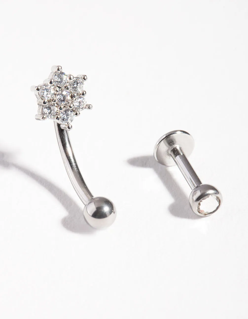 Surgical Steel Cubic Zirconia Cartilage Earring Pack Iridescent Decoration