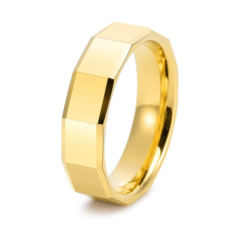 Louily Classic Tungsten Carbide Faceted Men's Wide Wedding Band Stylish Appeal Graceful Touch