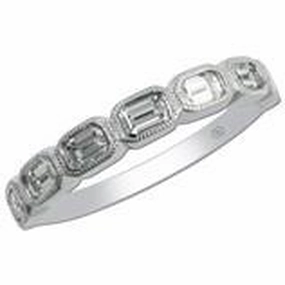 Bezel Set Emerald Diamond Band 0.80cttw Delicate Frame Casual Pair