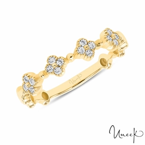 Fashionable Shine Finish Shiny Detail 14KY Diamond Stackable Band