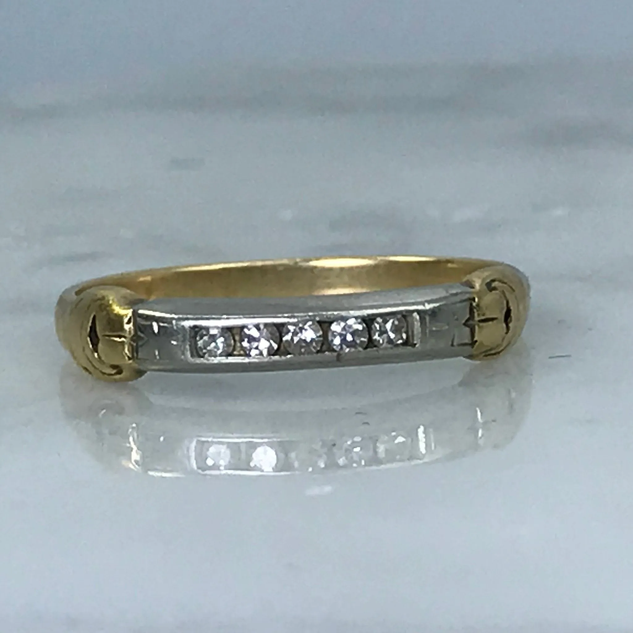 Custom Symbol Stylish Complement Diamond Wedding Band. 14K Gold. April Birthstone. 10th Anniversary Gift. Stacking Ring.