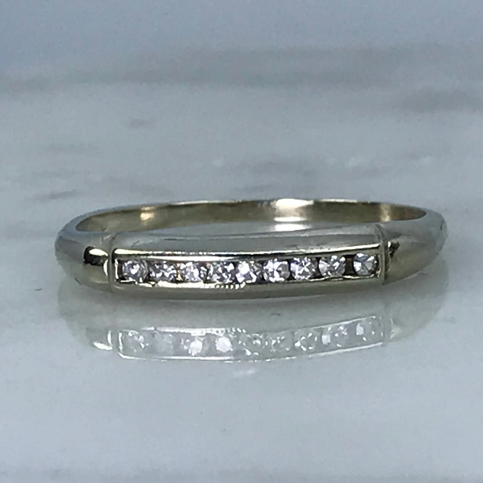 Diamond Wedding Band. 14K White Gold. April Birthstone. 10th Anniversary. Stacking Ring. Modern Texture Excellent Article