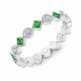 Diamond and Emerald Stackable Band Charming Jewelry Shine