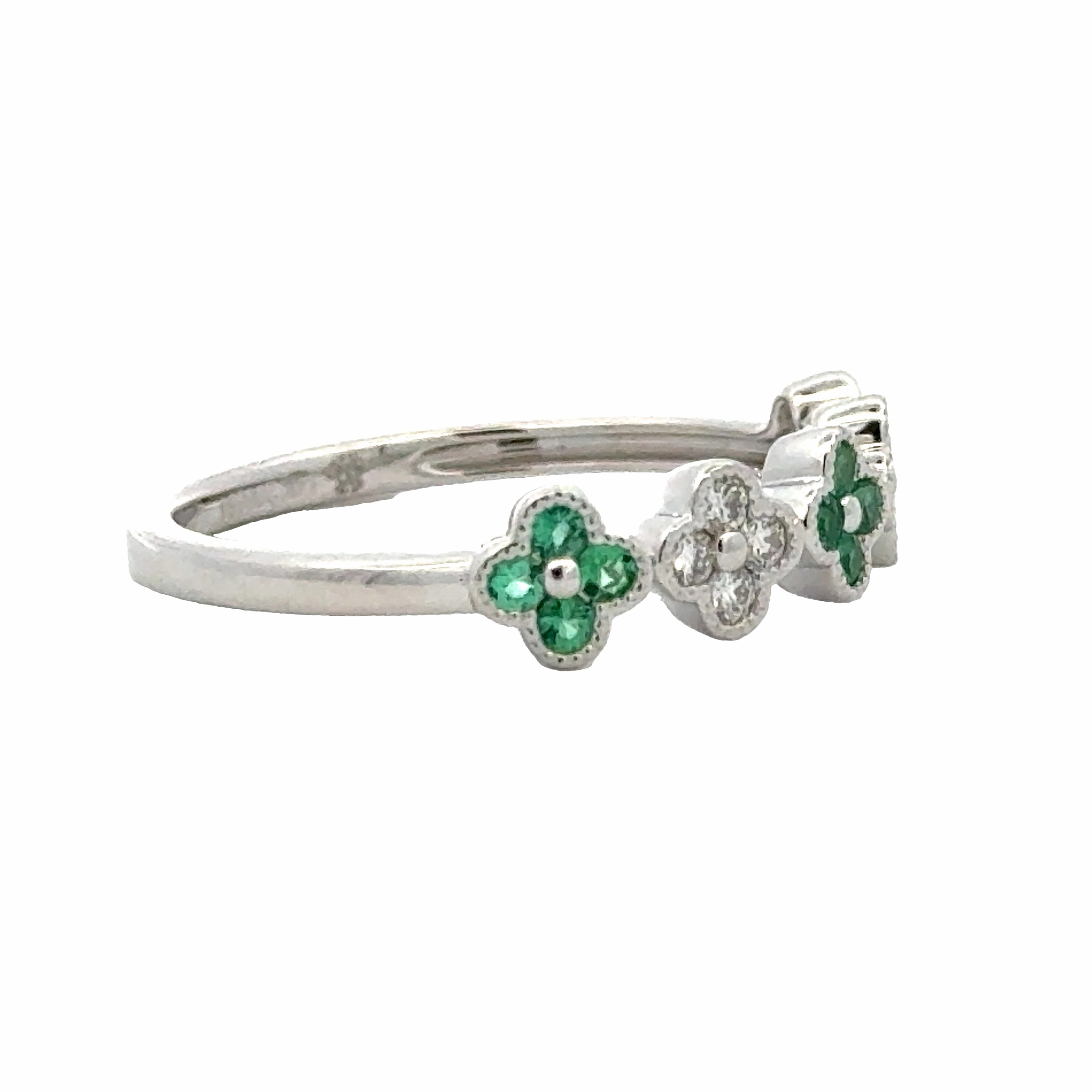 Vivid Detail Diamond and Emerald Stackable Band