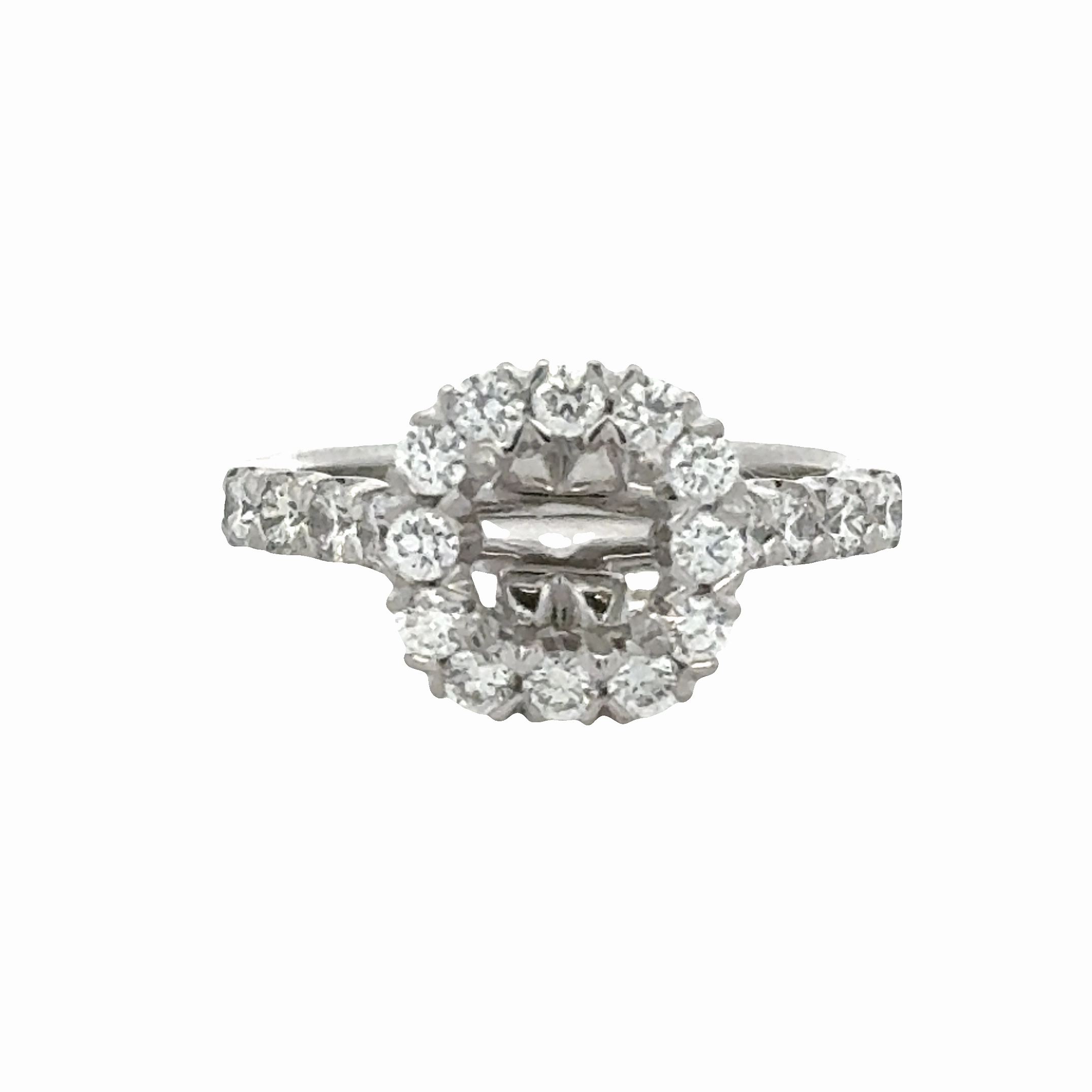 Diamond Halo Engagement Ring (0.94cttw) Polished Line