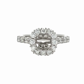 Diamond Halo Engagement Ring (0.94cttw) Polished Line