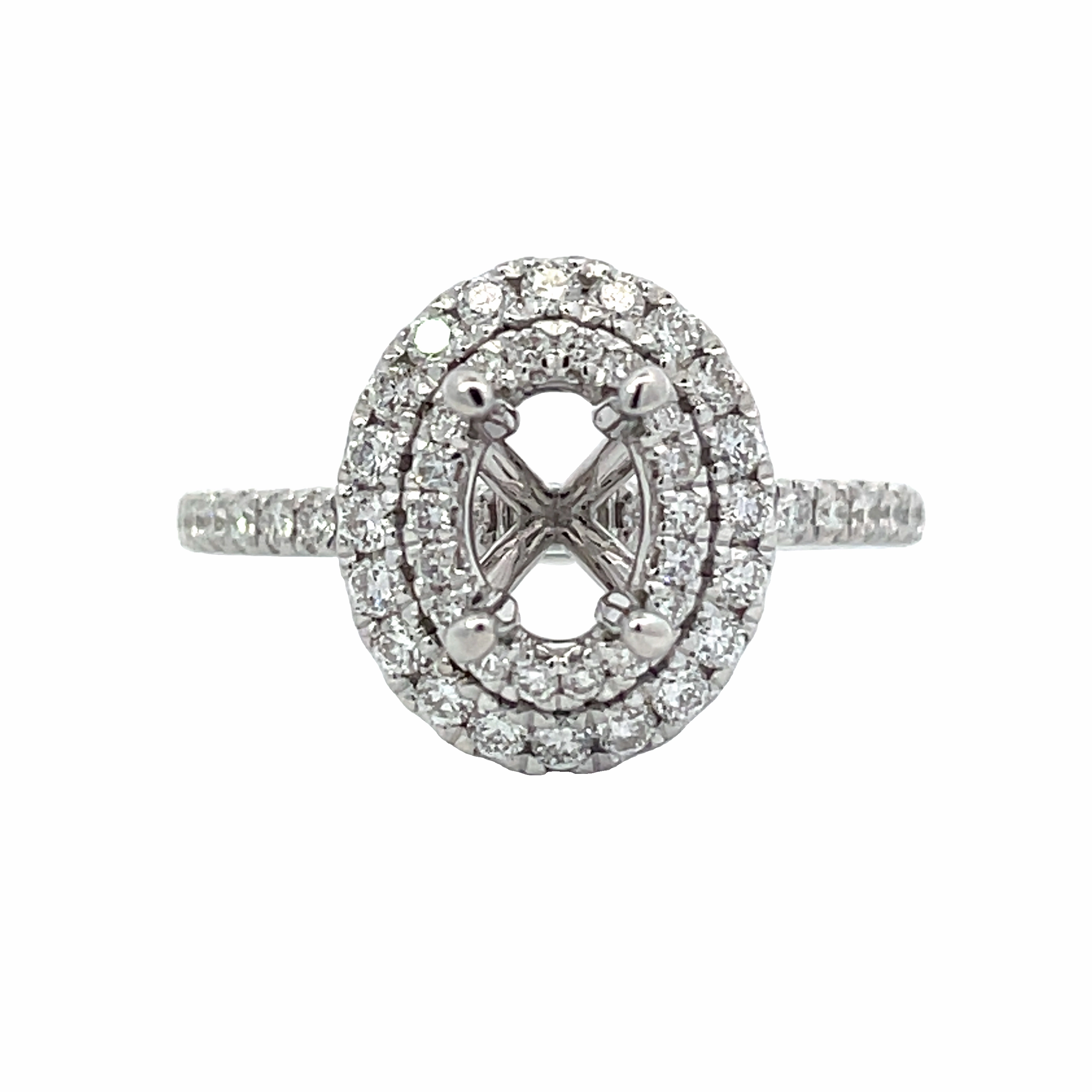 DIAMOND  OVAL DOUBLE HALO SEMI MOUNT Flawless Touch Fashion Week